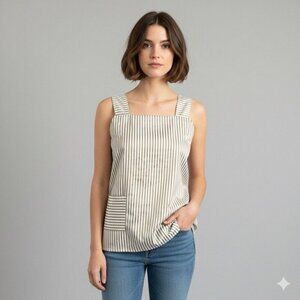 Vintage Linda Lundstrom Striped Square Neck Sleeveless Tunic Top - Small